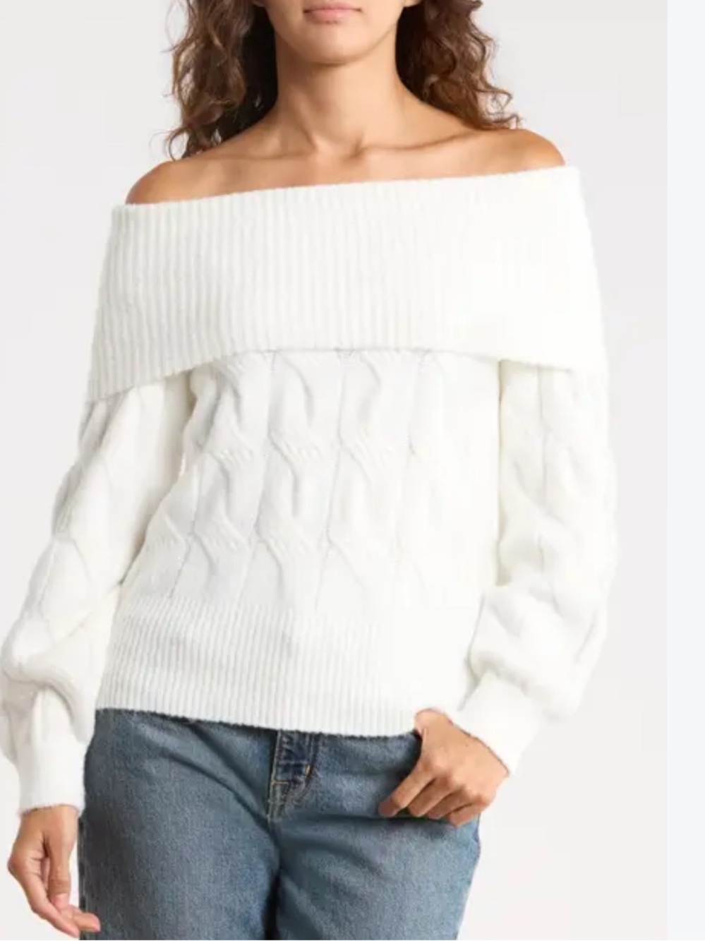 Dylan Ryan off-the-shoulder cable knit sweater
